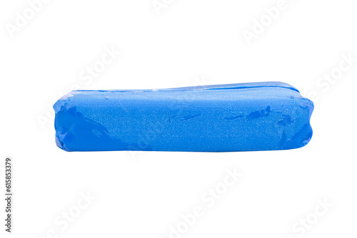 plasticine blue lump isolated on white background