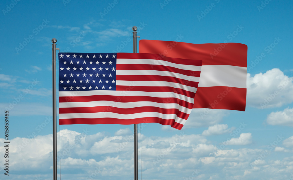 Obraz premium Austria and USA flag
