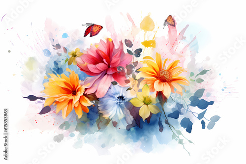 Flowers watercolor illustration.