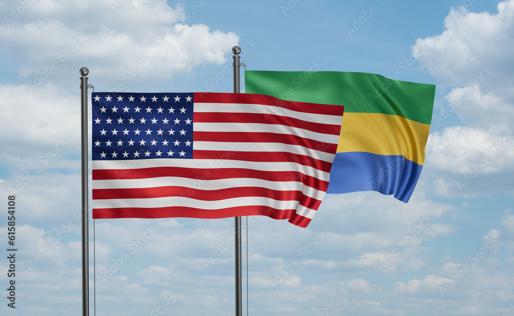 Gabon and USA flag Gabon and USA flag