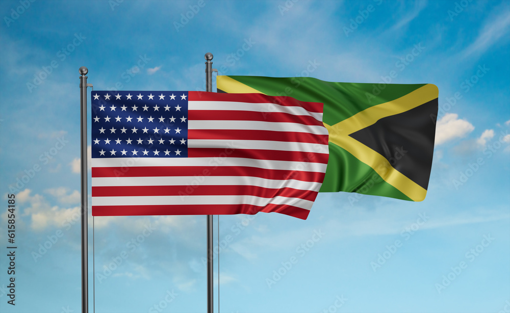 Jamaica and USA flag