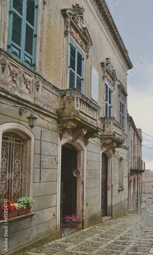 Charming cobblestone street in the Hill Town of Erice in Trapani Province, Sicily