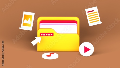 3d rendering of folder illustration isolated on brown background