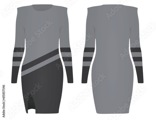 Grey and white dress. vector
