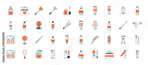 Cosmetics icon vector set. makeup illustration sign collection. woman beauty symbol.
