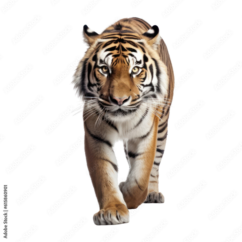 white tiger cub isolated on transparent background cutout
