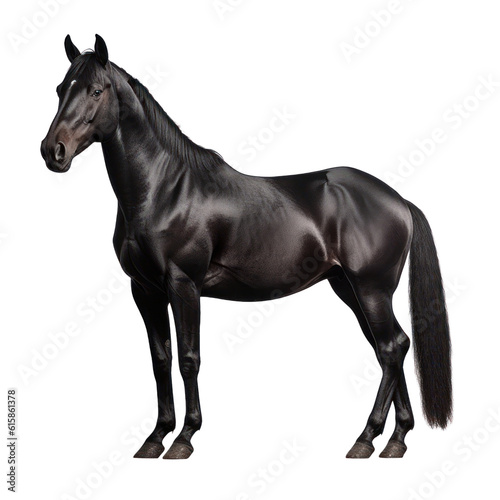 Foto black horse isolated on transparent background cutout