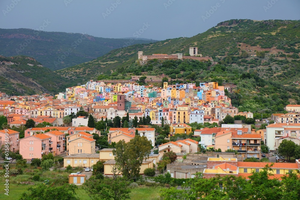Bosa townscape - Italian town in Sardinia island (Oristano Province).