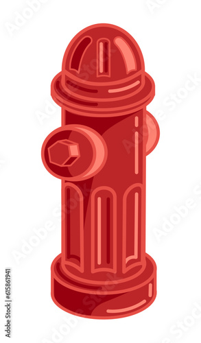 Isometric red color fire hydrant vector illustration.