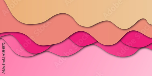 Abstract illustration of a splash. Paper cut background. Abstract realistic paper decoration for design textured with cardboard wavy pink layers