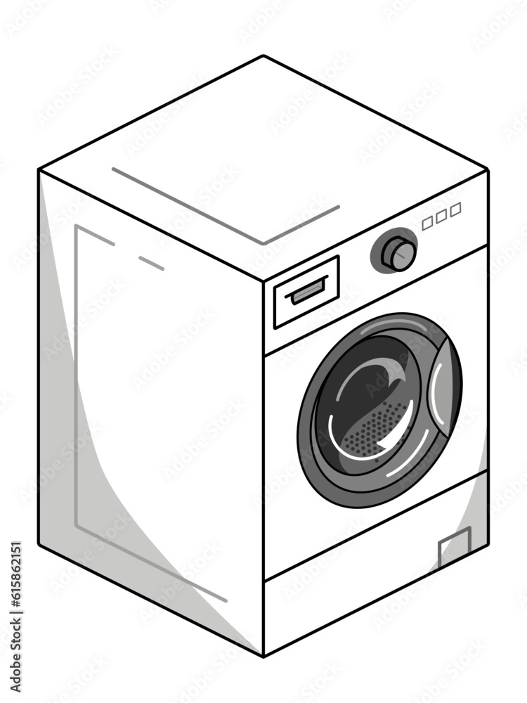 Isometric white wash machine vector illustration.