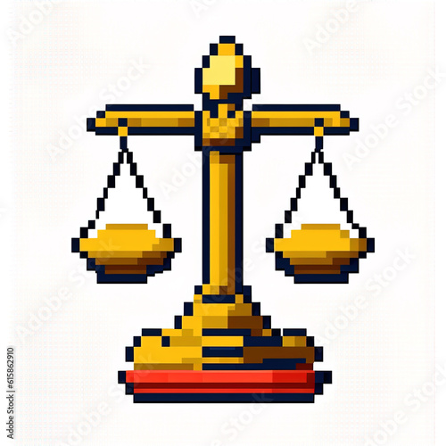 8 bit Scales of Justice on a White Background Pixels retro console computer game gaming vintage 80s artwork Style Illustration