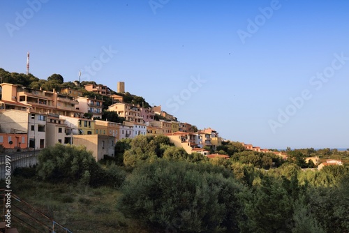 Posada town skyline in Sardinia, Italy. Posada in Province of Nuoro. photo