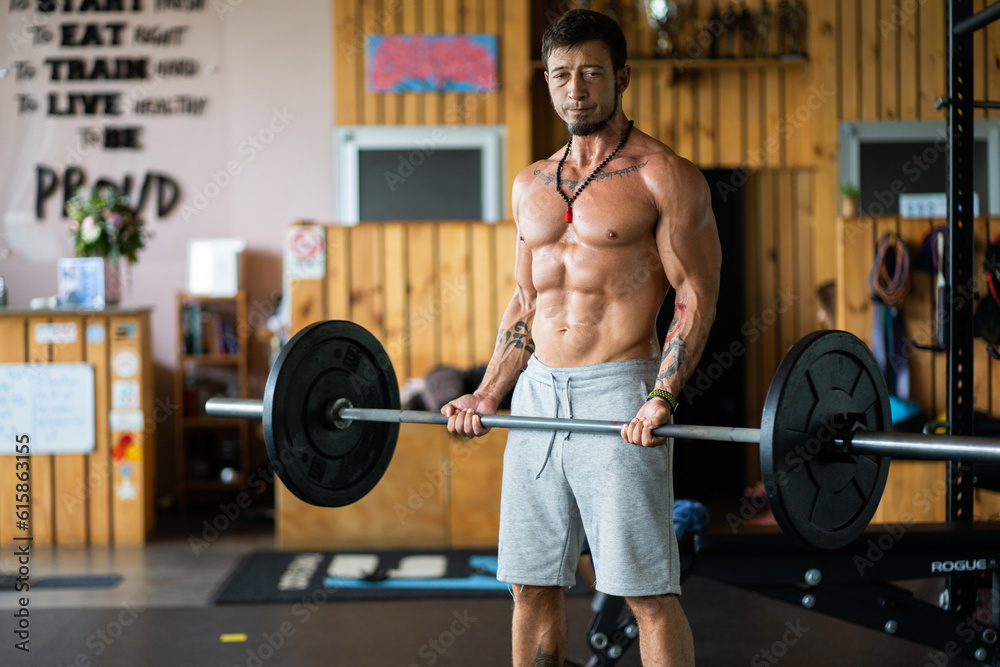 Man doing weights with a bar Man doing weights with a bar
