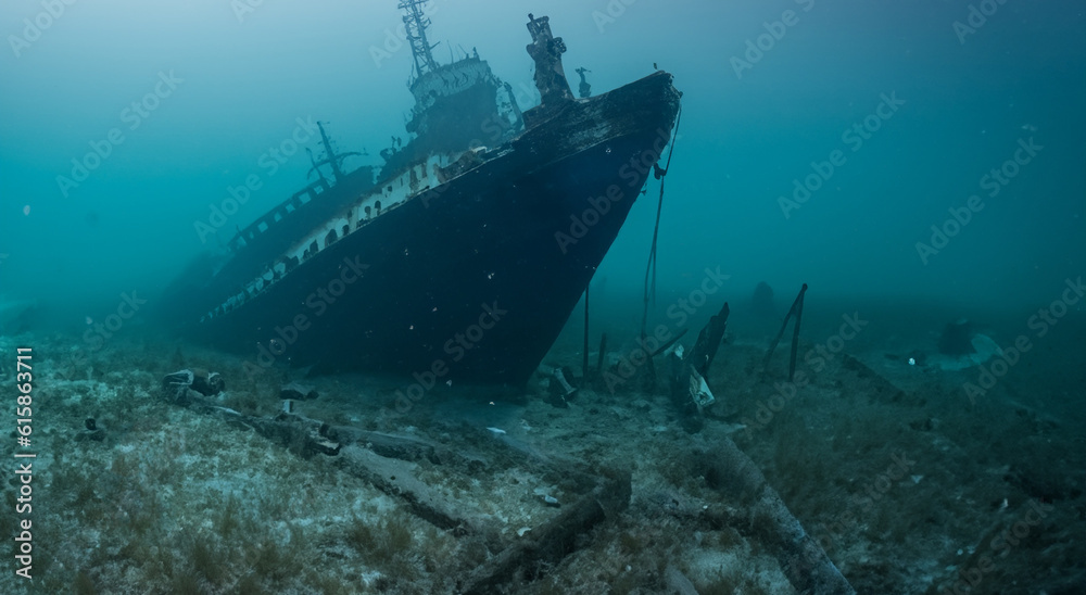 amazing sunken ship below the surface of the sea with good lighting amazing sunken ship below the surface of the sea with good lighting