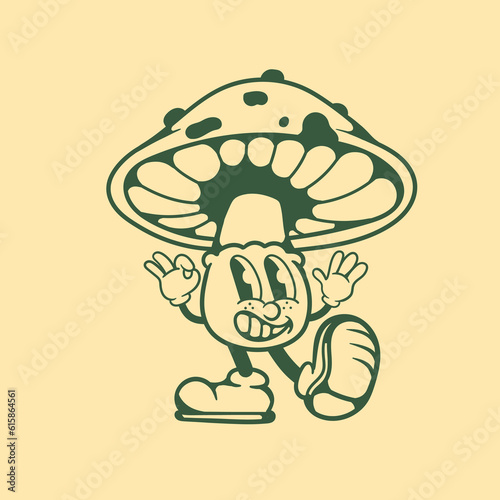 Vintage character design of mushroom