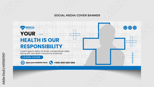 Healthcare medical facebook cover post template or social media cover banner template design.