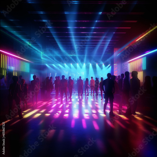 Nightclub young people dancing nightclub lighting generated AI