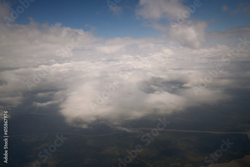 Flying over the clouds. 