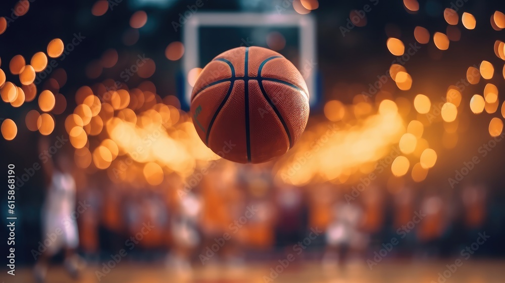GET READY! Illustration of a brand new basket ball with special effects on background. Generative AI GET READY! Illustration of a brand new basket ball with special effects on background. Generative AI