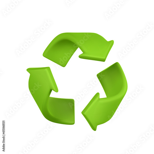 Green 3d icon arrows recycle eco symbol. Earth Day, Environment day, Ecology concept. Vector illustration