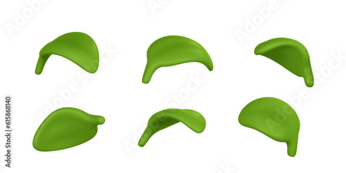 3D Cute cartoon leaf of tree and plant. Ecology, bio and natural products concept. Vector illustration