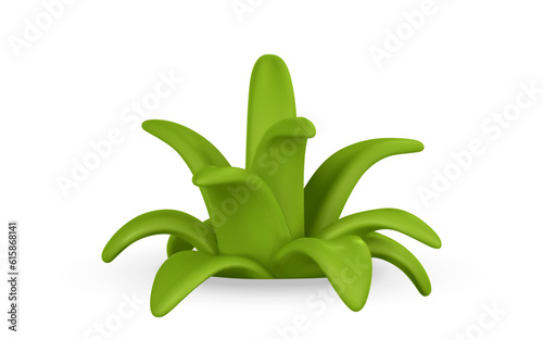 3d realistic cute green grass in cartoon style isolated on light background. Vector illustration