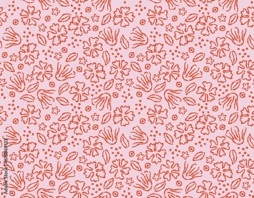 Artistic Blooming floral ,Colourful Sprogn time Hand drawing Meadow flower seamless Pattern ,