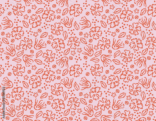 Artistic Blooming floral ,Colourful Sprogn time Hand drawing Meadow flower seamless Pattern ,