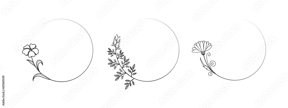Set of round floral frames. Beauty vector illustration for invitation cards, covers, brochures. Set of round floral frames. Beauty vector illustration for invitation cards, covers, brochures.