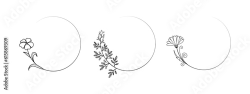 Set of round floral frames. Beauty vector illustration for invitation cards, covers, brochures.