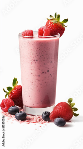 Cool and refreshing smoothie on white. Generative AI image.
