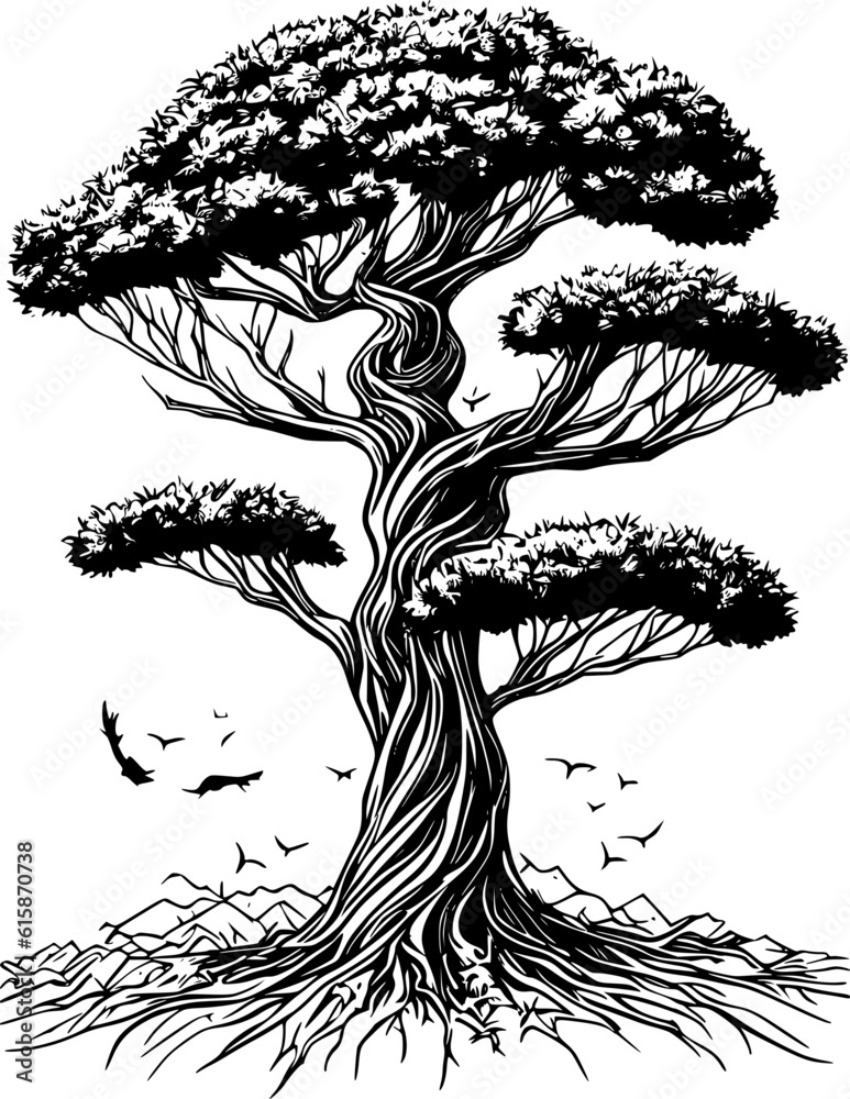 tree with roots Stock Vector | Adobe Stock