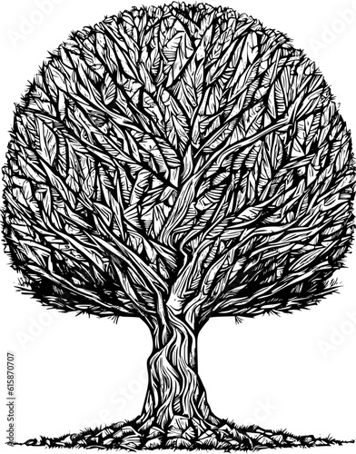 black and white tree