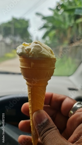 ice cream in a car
