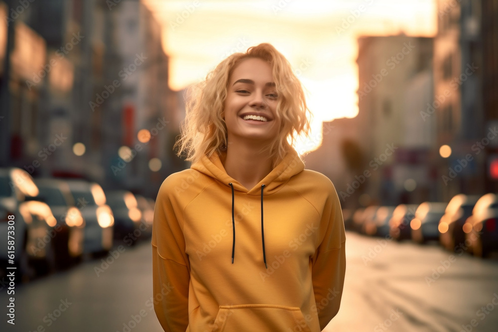 Fototapeta premium girl wearing sports outfit smiling in the city
