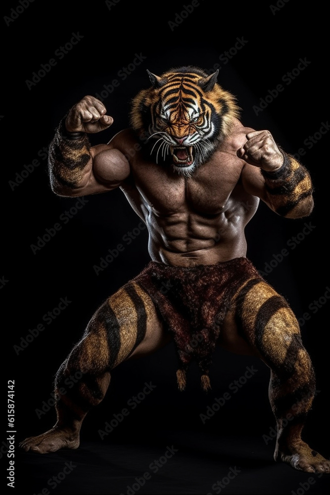 Muscle Wrestling Tiger Mask AI Generated