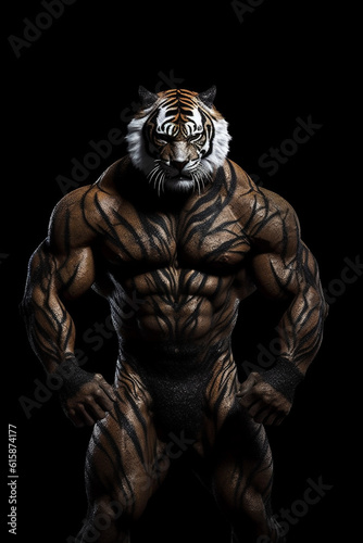 Muscle Wrestling Tiger Mask AI Generated