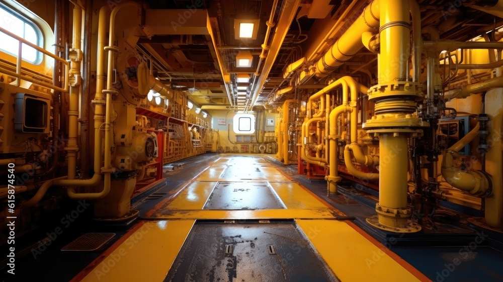Interior oil platform, Prominent features include a large oil pipeline and gas infrastructure. Interior oil platform, Prominent features include a large oil pipeline and gas infrastructure.