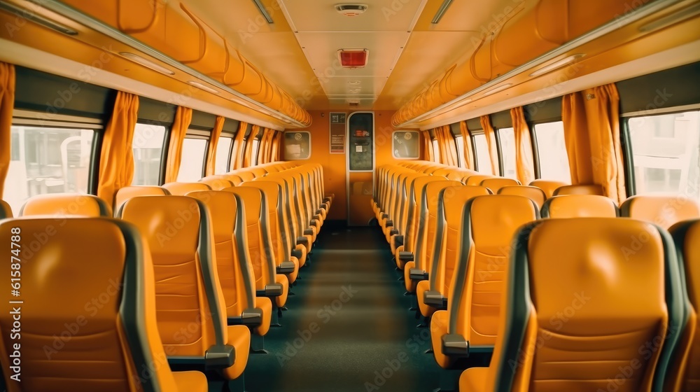 Fototapeta premium Bus seats, Leather seats in the bus that are clean and modern inside the bus.