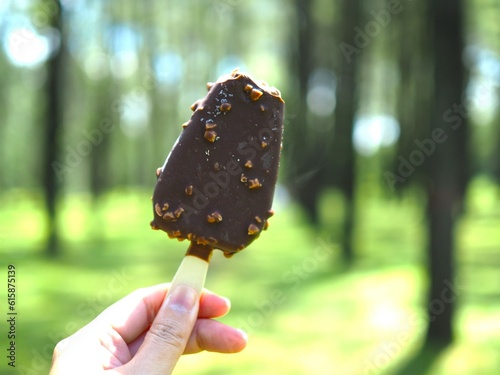 person eating cream