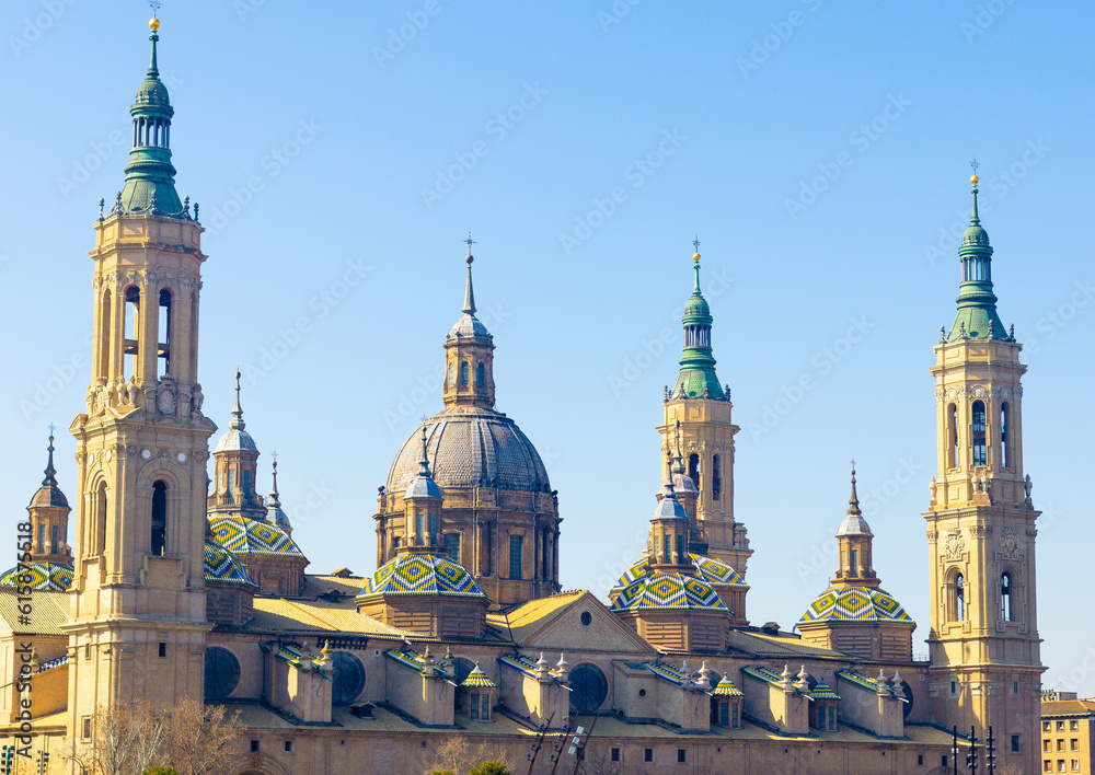 Imposing Pilar Cathedral in Zaragoza, Spain