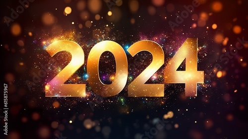 Frohes Neues Jahr, Feiern, Silvester, Sylvester, 2024 Farben, Hintergrund. Karte Design. Glitter Licht, Luxus, Premium, generative AI