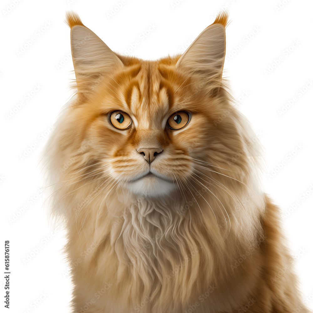 Portrait of an orange tabby cat isolated on white background