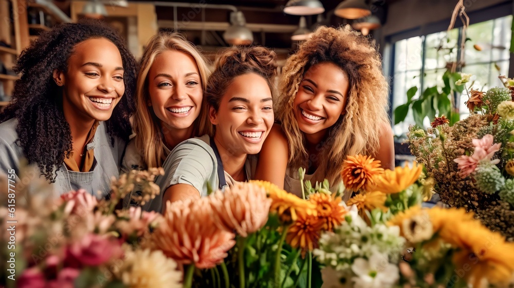 a group of young women attending to a flower arrangement workshop