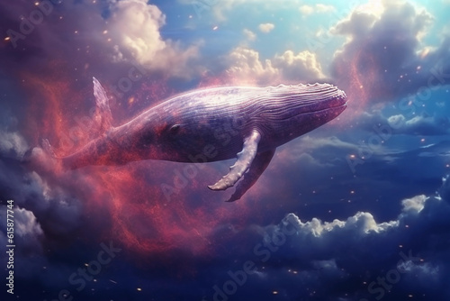 a whale swims through the sky, Generative AI © Vincent