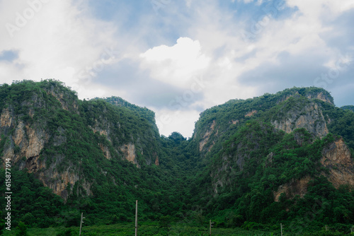 mountain and clouds