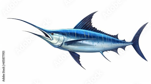 Blue marlin swordfish isolated on a white background. Generative AI. © ProVector