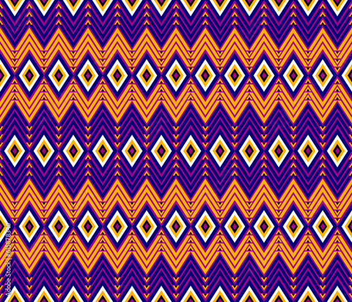 Embroidery indian aztec ethnic pattern in yellow and purple vector illustration design for fabric, mat, carpet, scarf, wrapping paper, tile and more