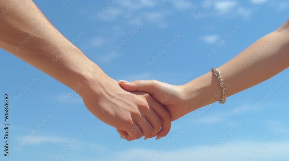 Couple holding hands close-up. Generative AI. Couple holding hands close-up. Generative AI.